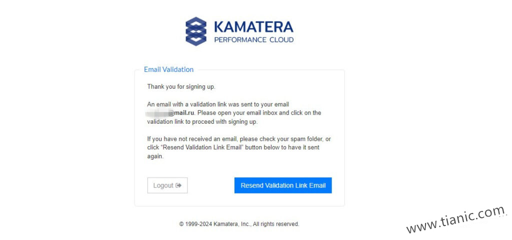 使用Email邮箱注册验证创建Kamatera账号